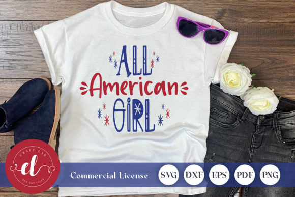 All American Girl, Patriotic Quote SVG