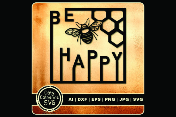 Be Happy Square Frame with Honeycomb Graphics and Crafts
